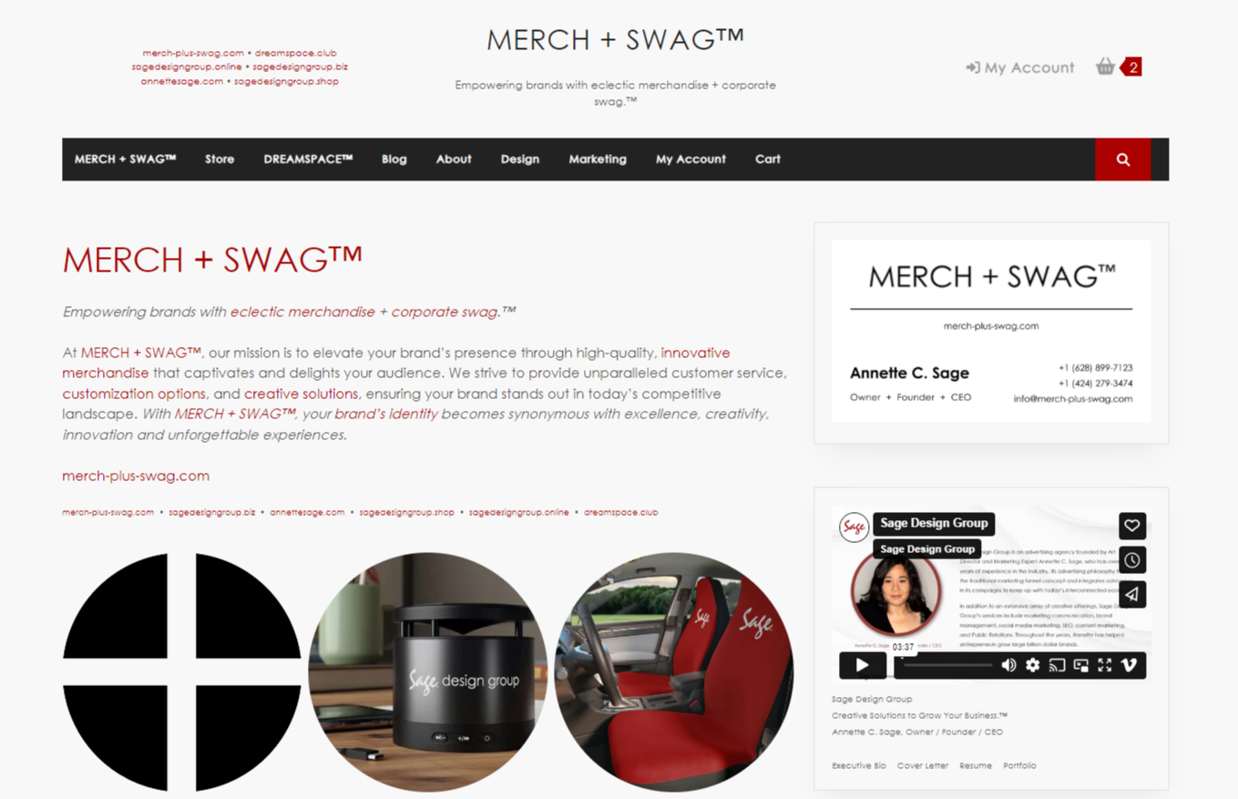 MERCH + SWAG - Empowering brands with eclectic merchandise + corporate swag.™ - Annette Sage, Owner / Founder / CEO